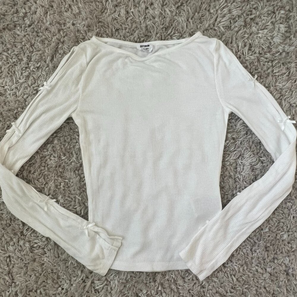 Cotton On Bow Detail Long Sleeve Top – Size 2XS